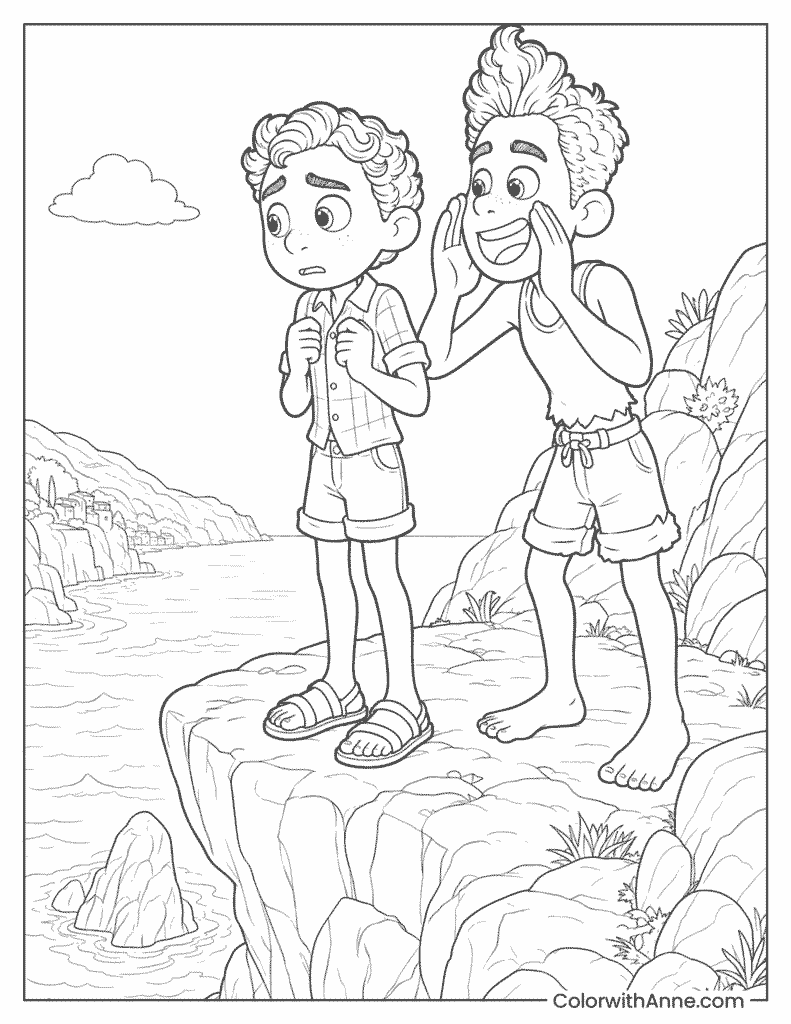 Luca and Alberto Silenzio Bruno Coloring Page