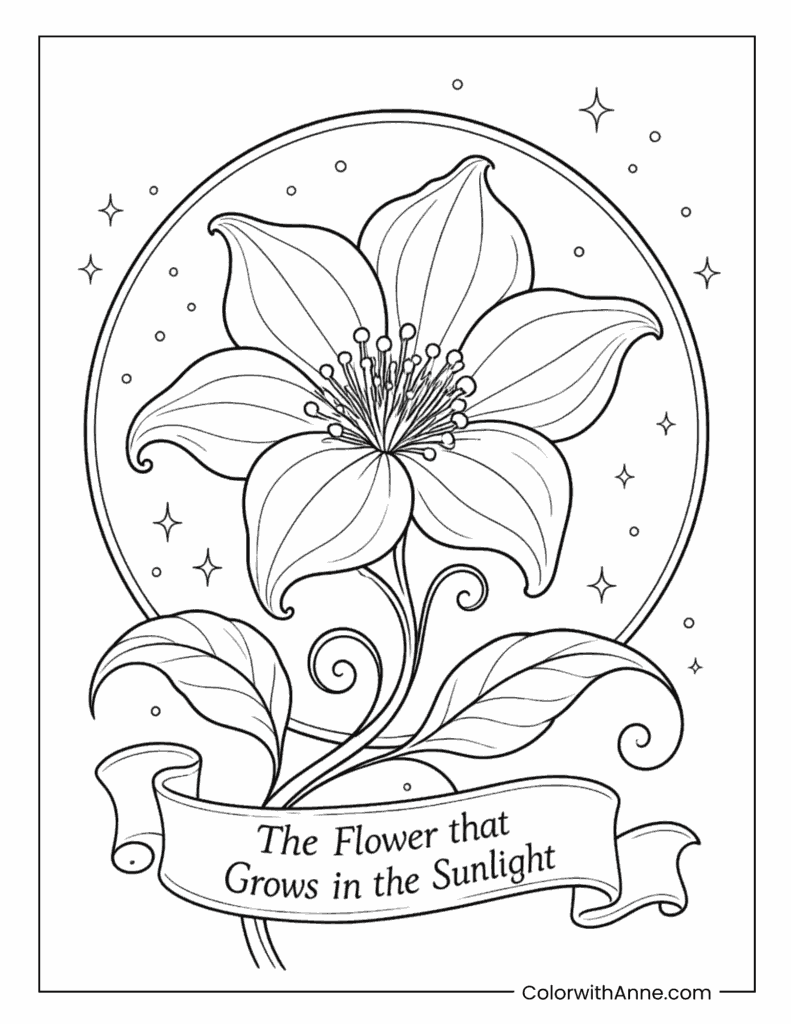 Magic Golden Flower from Tangled Coloring Page