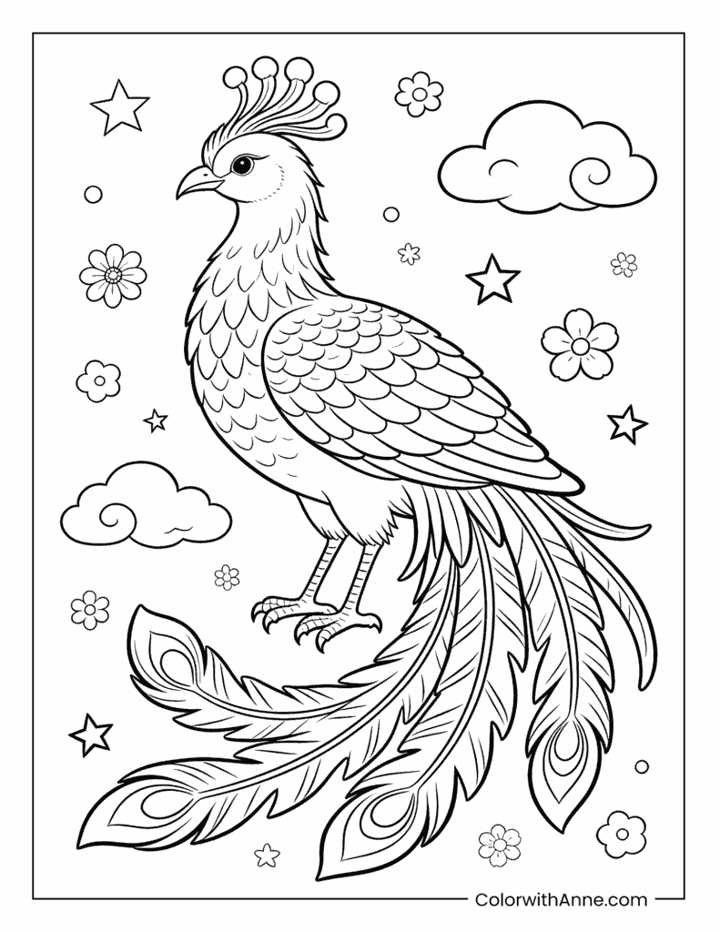 Majestic Phoenix Coloring Page
