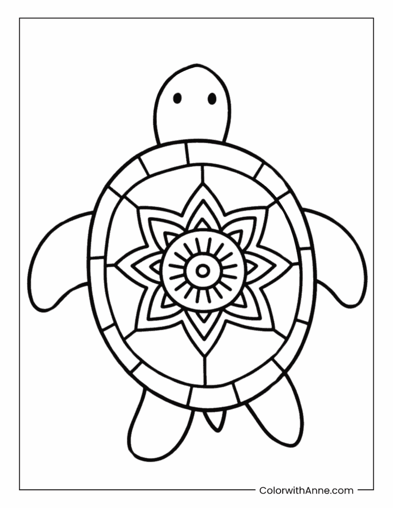 Mandala Turtle Coloring Page