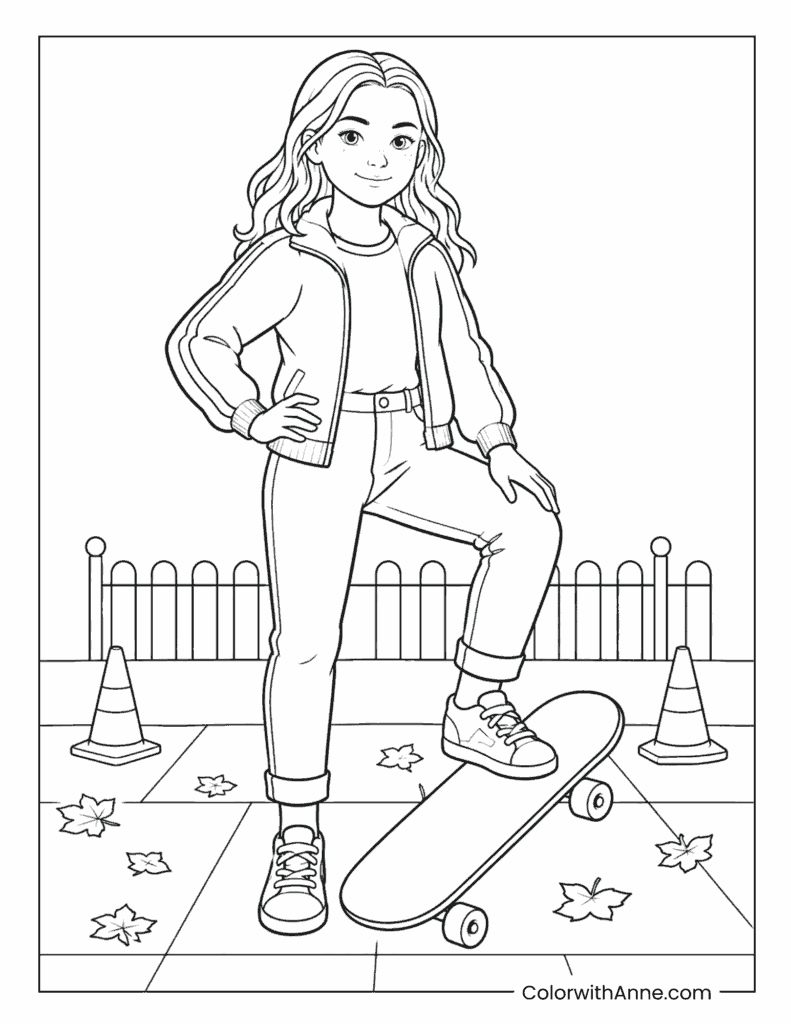 Max Skateboard Simple Coloring Page