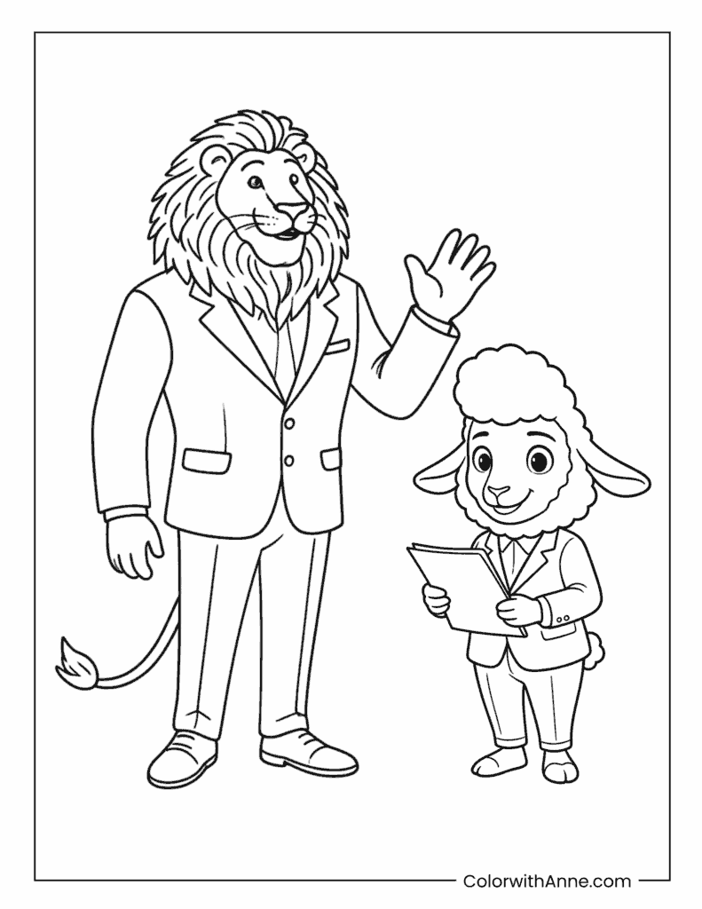 Mayor Leodore Lionheart and Assistant Mayor Bellwether Coloring Page