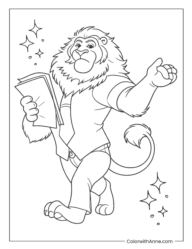 Mayor Leodore Lionheart with Papers Coloring Page