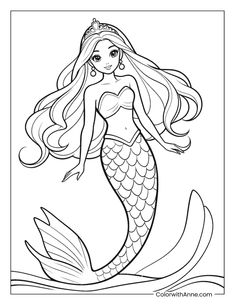 Mermaid Barbie Coloring Page