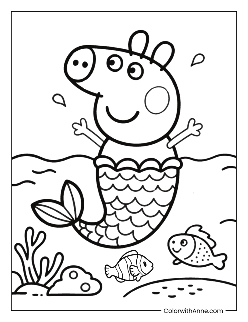 Mermaid Peppa Coloring Page