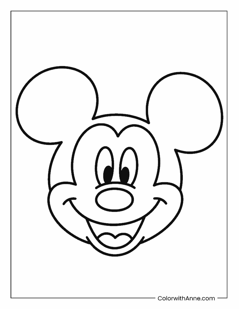 Mickey Mouse Head Outline Coloring Page