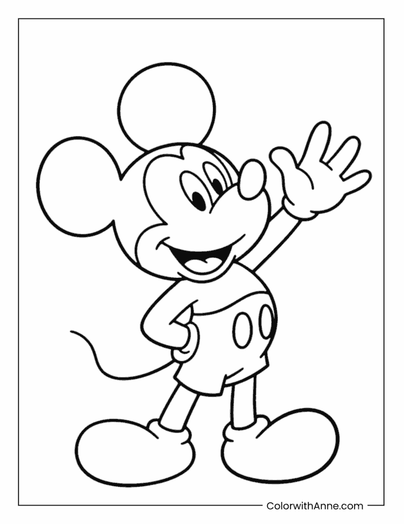 Mickey Mouse Waving Coloring Page