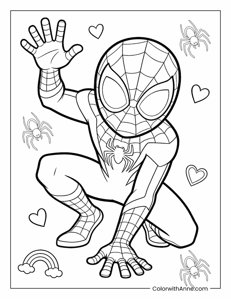 Miles Morales Waving in a Cute Pose Coloring Page