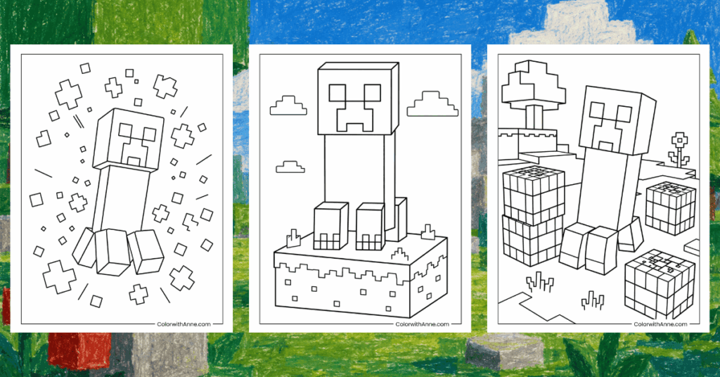 Minecraft Creeper Coloring Pages Banner