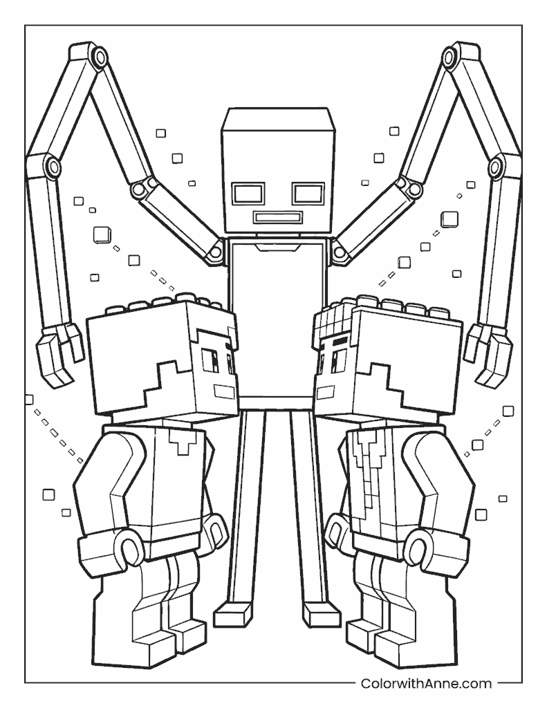 Minecraft LEGO Coloring Page