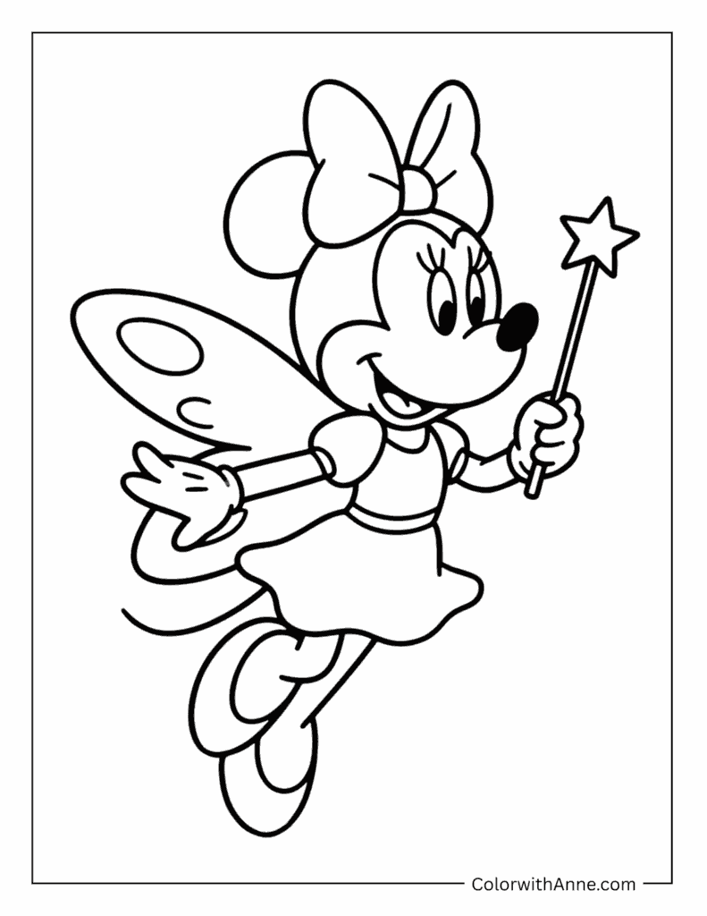 Minnie Mouse as a Fairy Coloring Page
