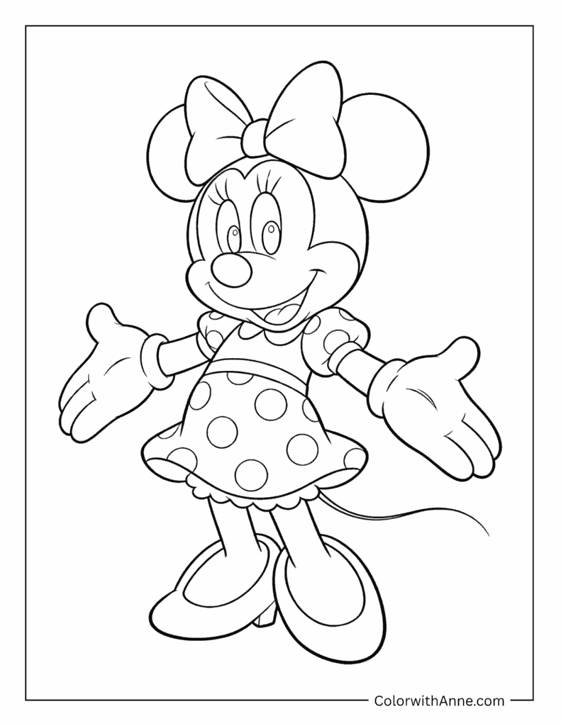 Minnie Mouse with a Welcoming Pose Coloring Page