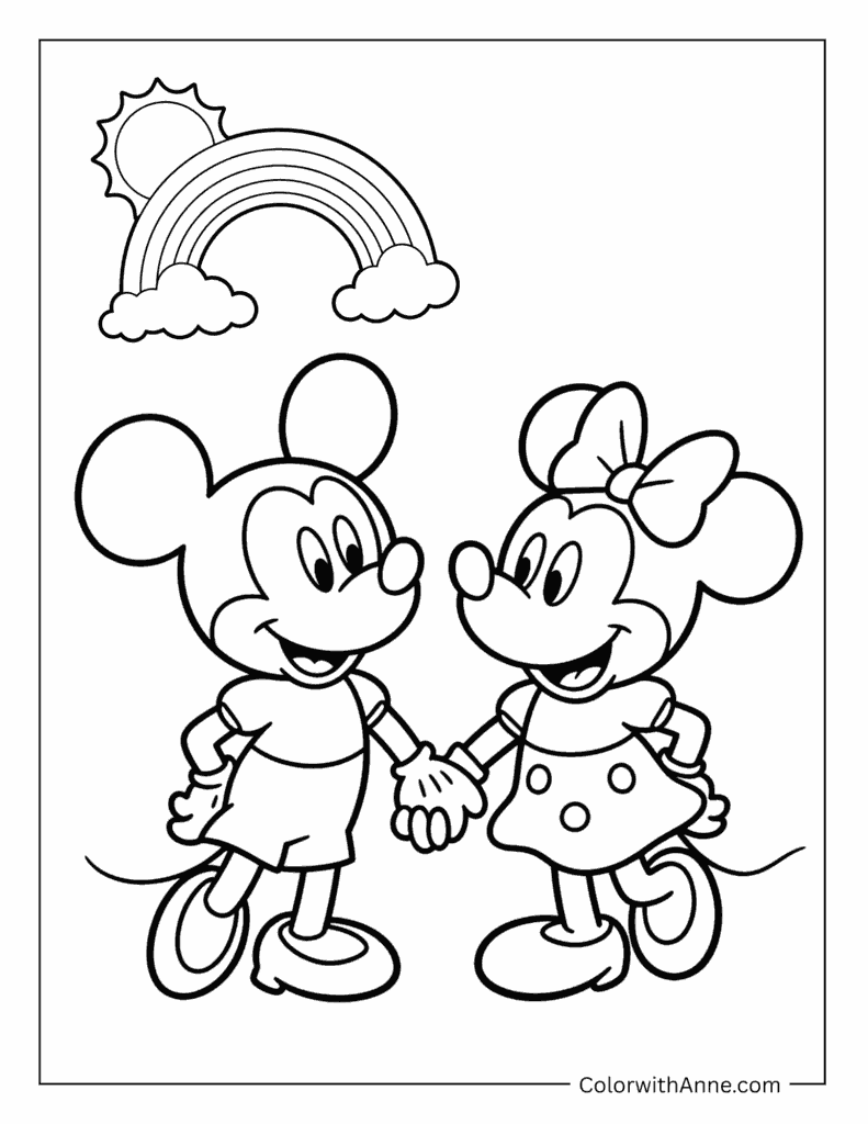 Minnie and Mickey Coloring Page