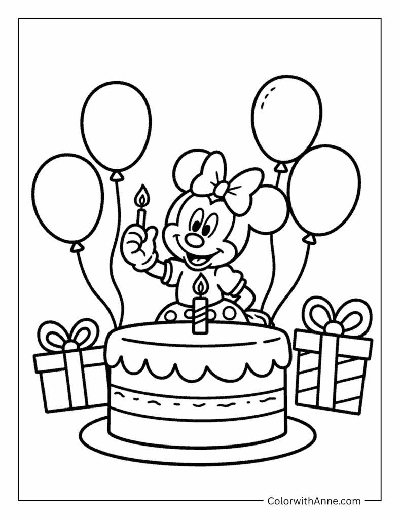 Minnie's Birthday Party Coloring Page