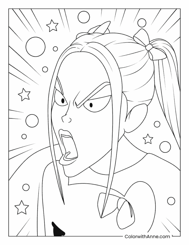 Mira KPop Demon Hunters Angry Expression Coloring Page