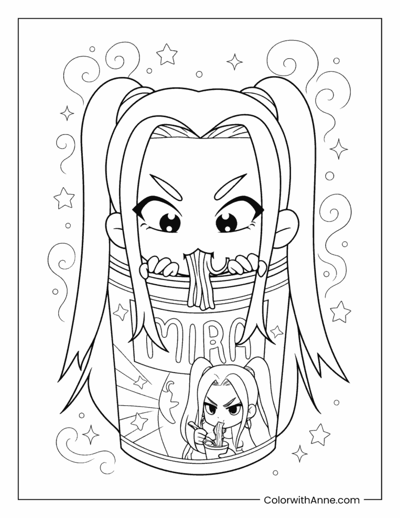 Mira Ramen Snack Coloring Page