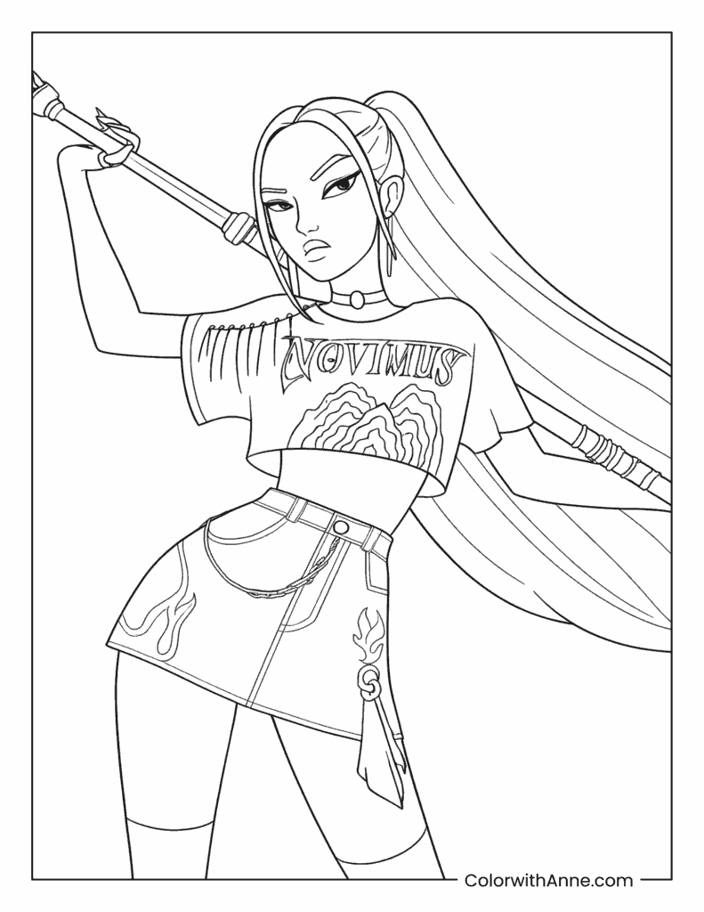 Mira and Her Deadly Weapon Coloring Page