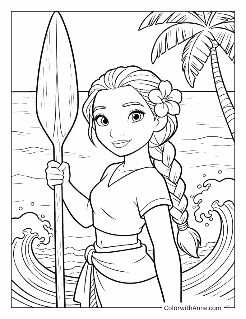 Moana Ready to Sail Coloring Page