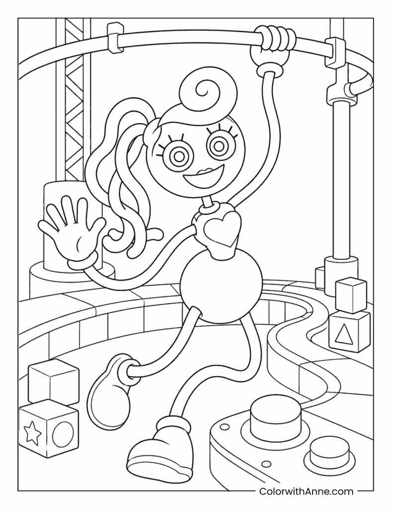 Mommy Long Legs Hanging Playground Coloring Page