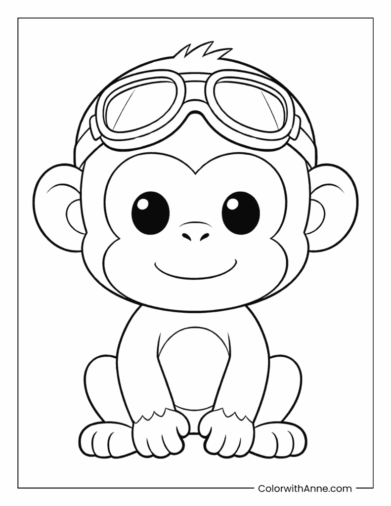 Monkey in Goggles Coloring Page