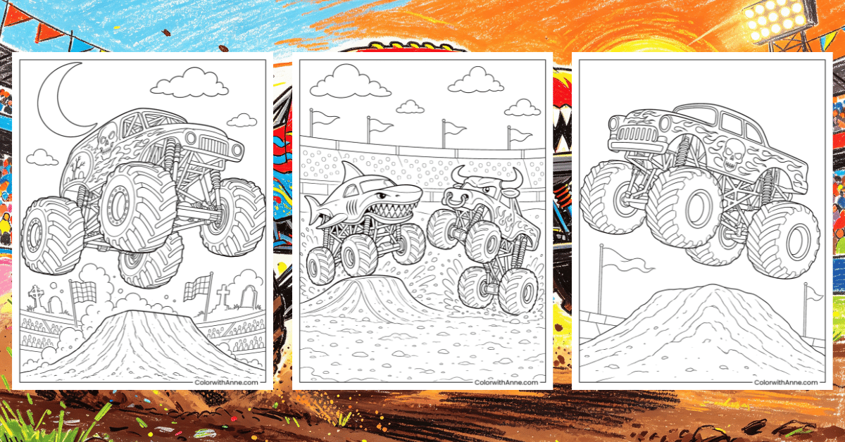 Monster Jam Coloring Pages Banner