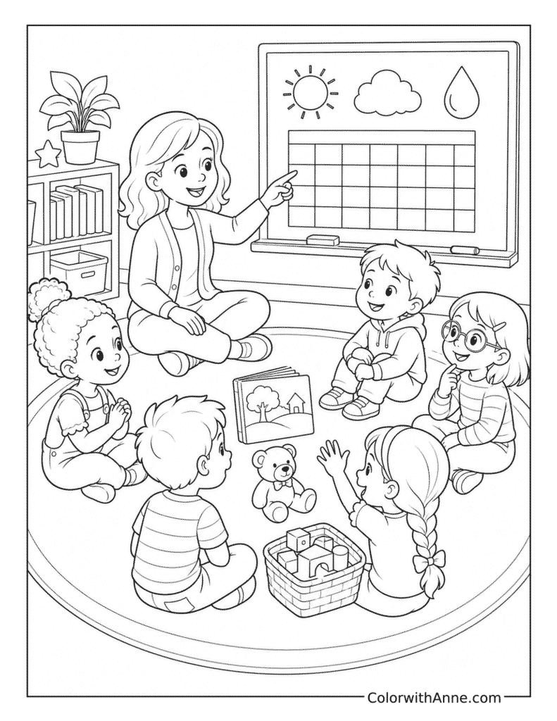 Morning Circle Time Coloring Page