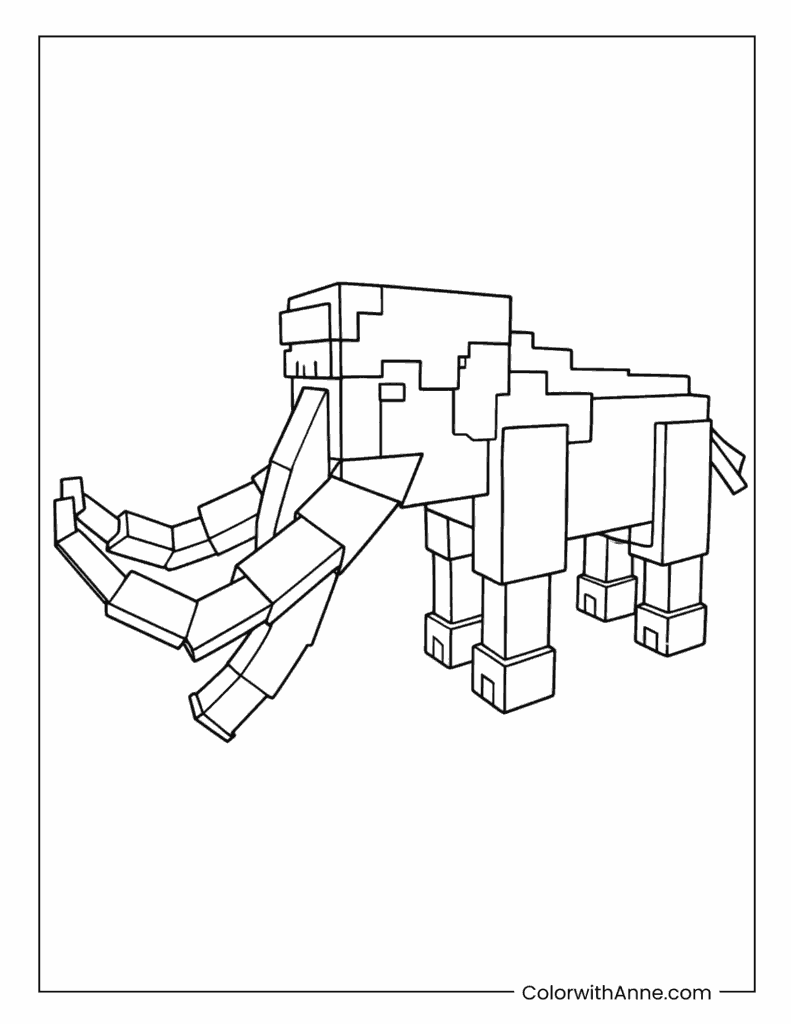 Mossy Mammoth Wild Creature Coloring Page