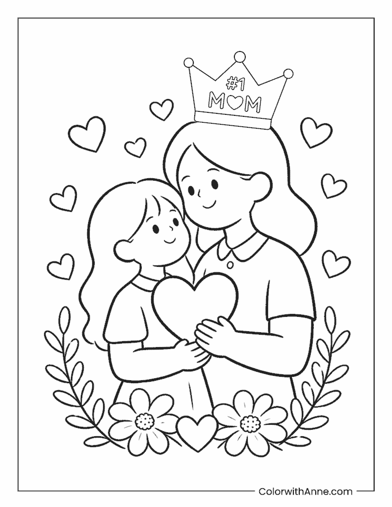 Mother and Child Coloring Page