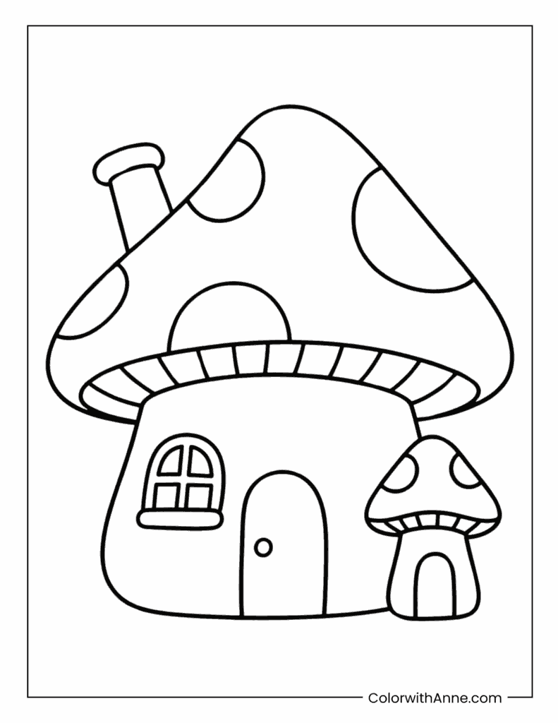 Mushroom Houses Coloring Page