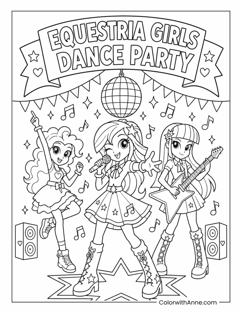 My Little Pony Equestria Girls Dance Party Coloring Page