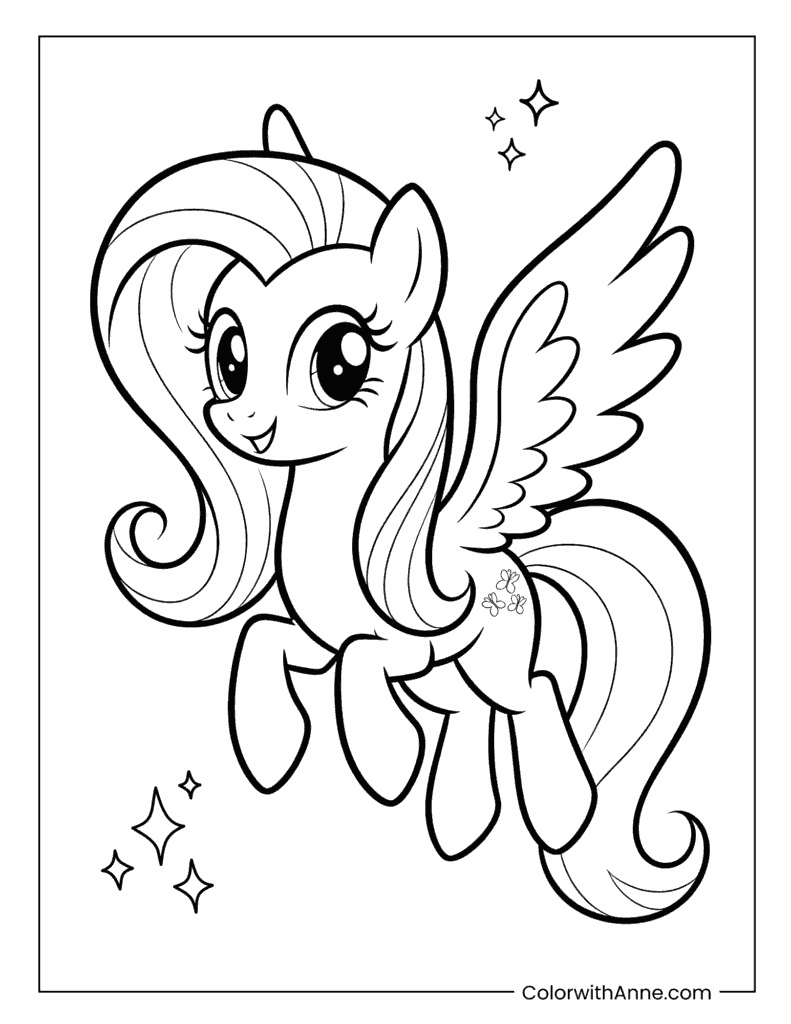 My Little Pony Fluttershy Pegasus Flying Coloring Page