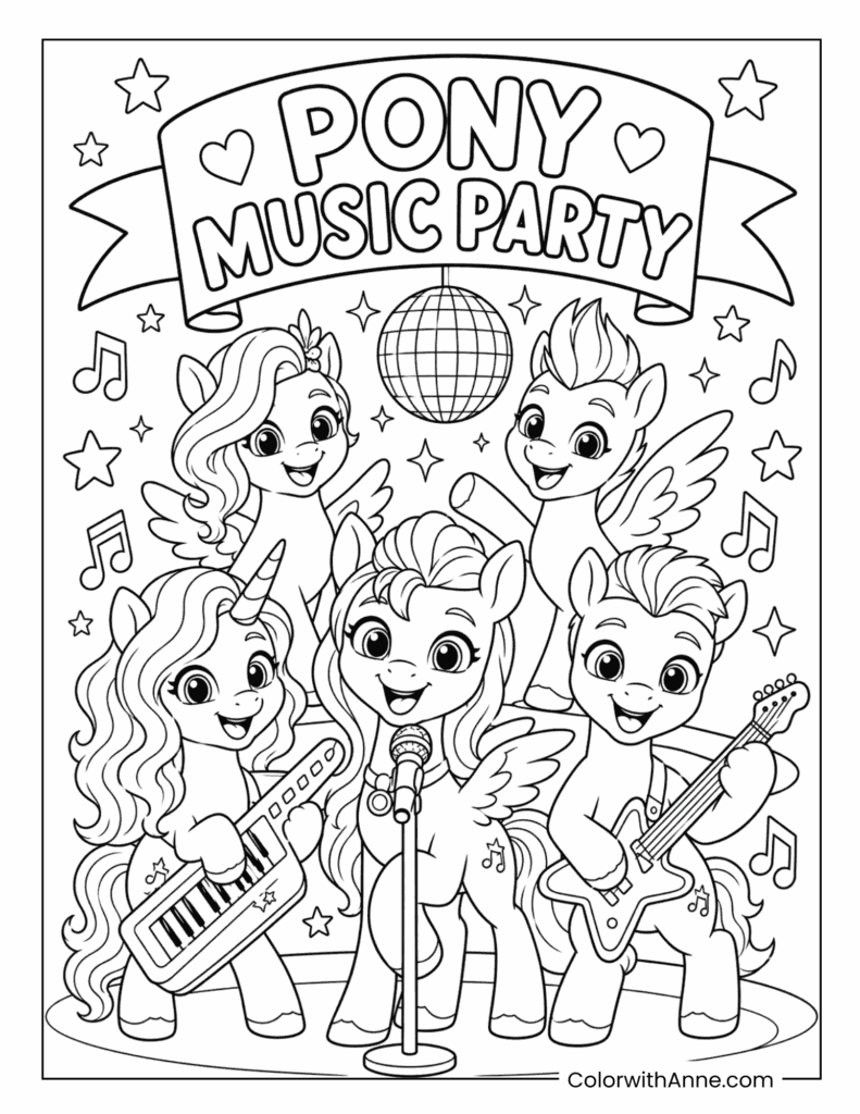 My Little Pony Make Your Mark Pony Music Party Coloring Page