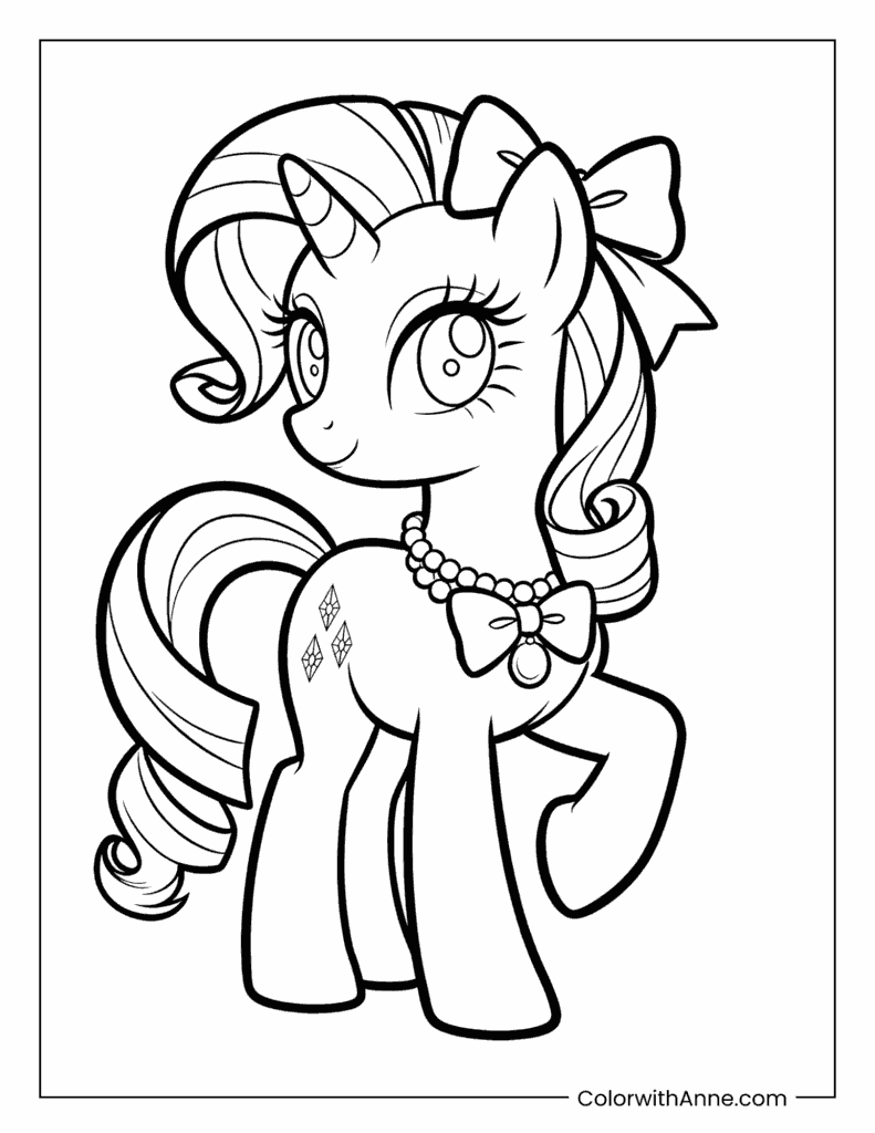 My Little Pony Rarity with Elegant Curls Coloring Page