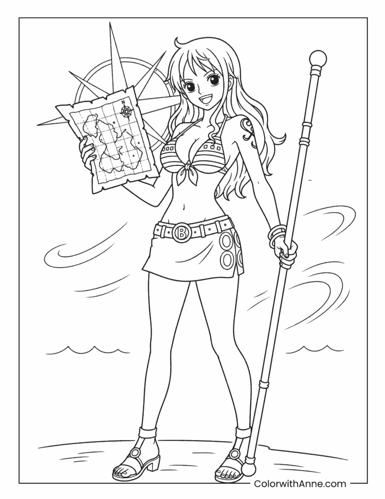 Nami Navigator Treasure Map Coloring Page