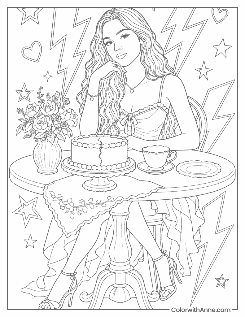 Olivia Rodrigo All-American Bitch Coloring Page