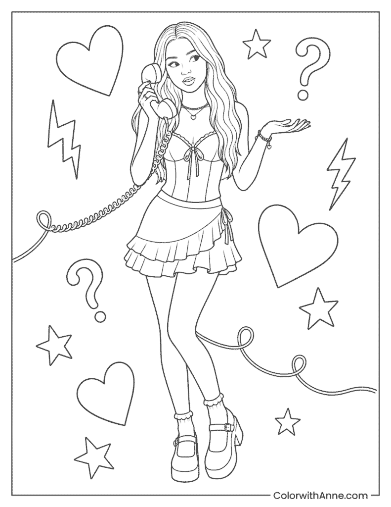 Olivia Rodrigo Bad Idea Right Coloring Page