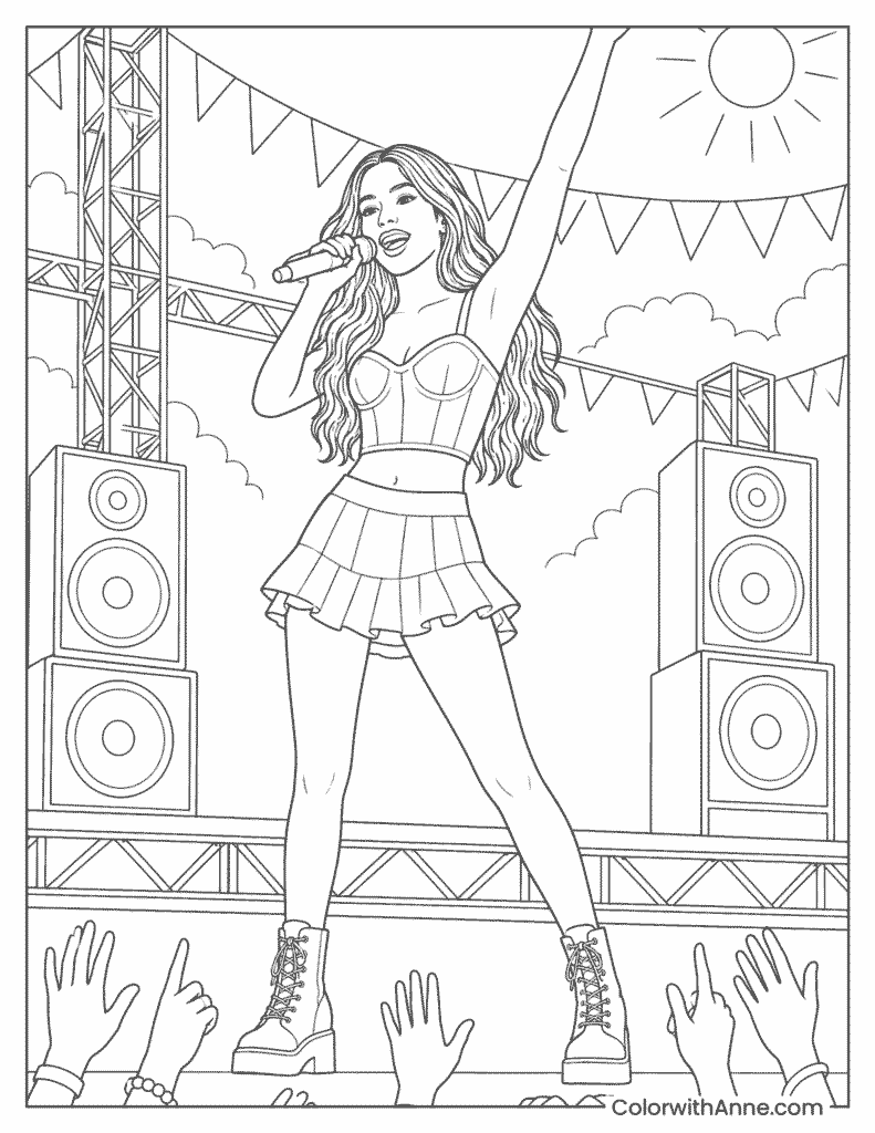 Olivia Rodrigo Festival Performance Coloring Page