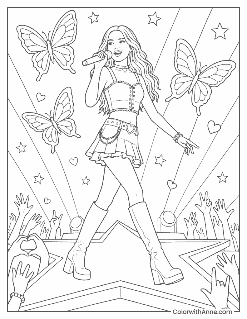 Olivia Rodrigo GUTS World Tour Coloring Page