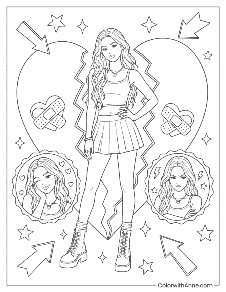 Olivia Rodrigo Get Him Back Coloring Page