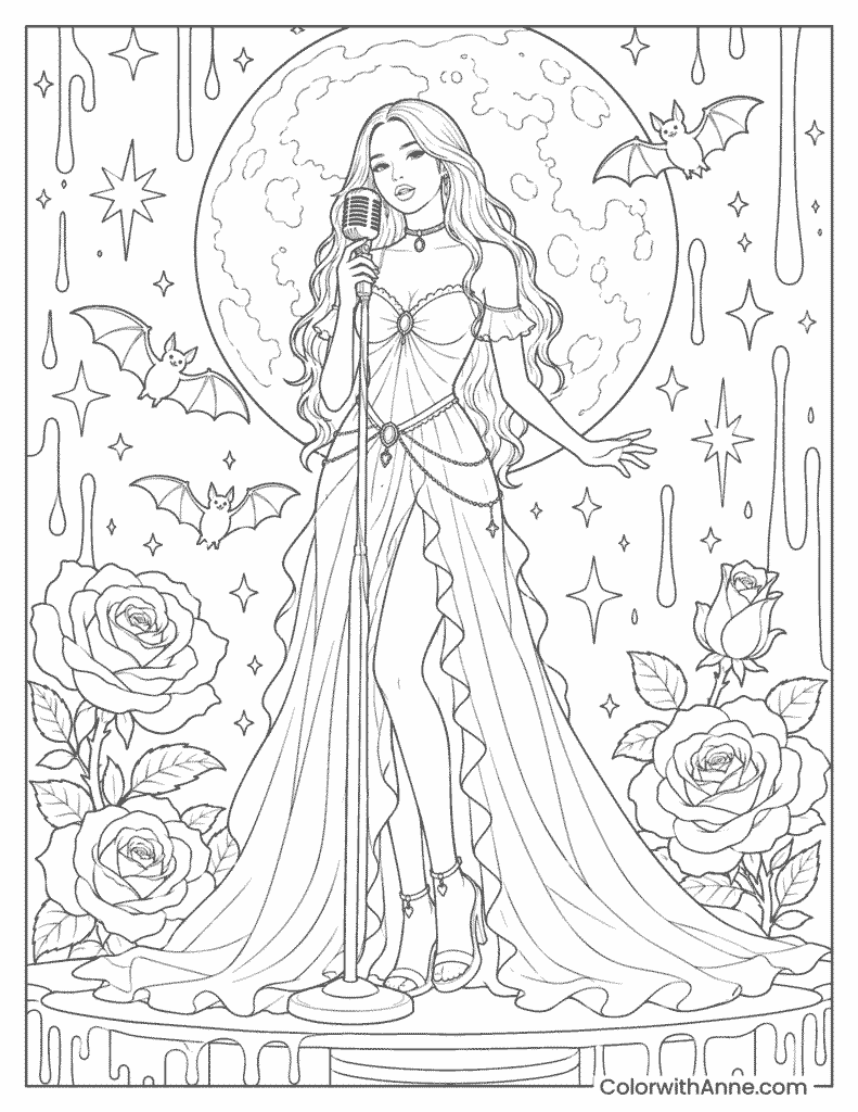Olivia Rodrigo Vampire Coloring Page