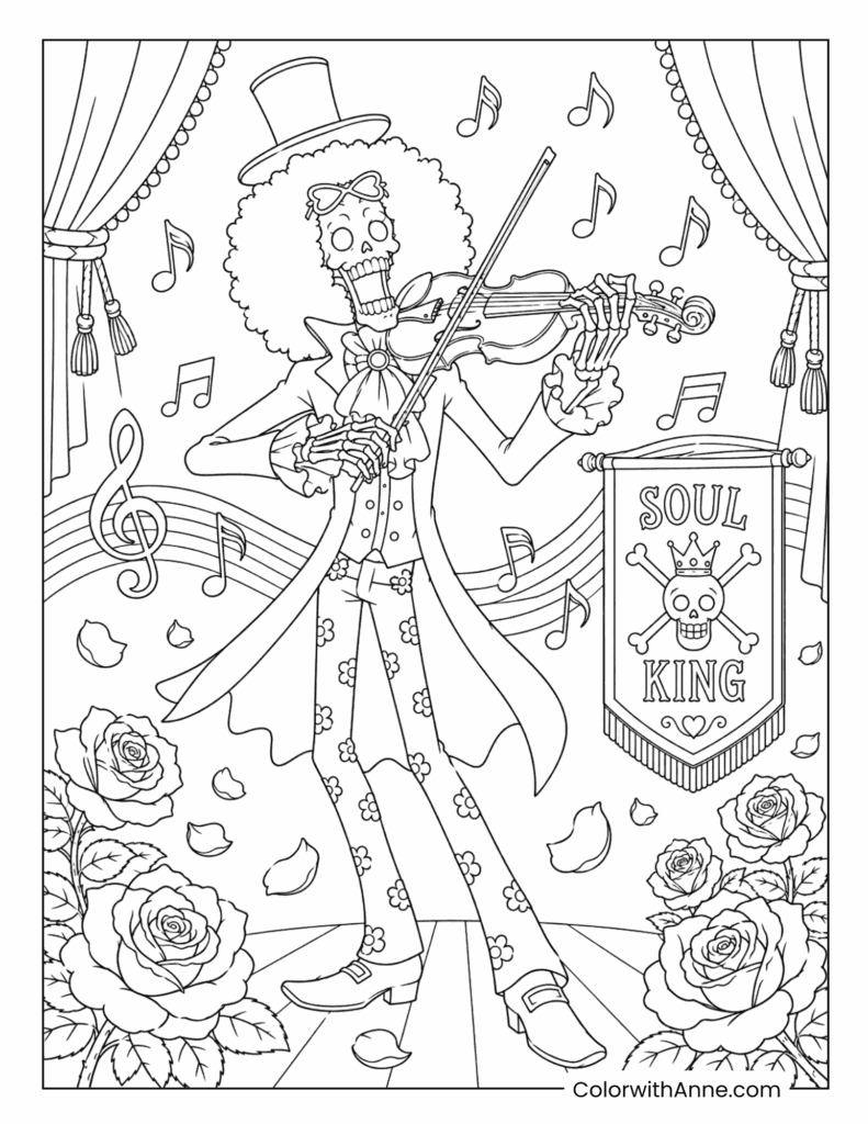 One Piece Soul King Brook Violin Concert Coloring Page