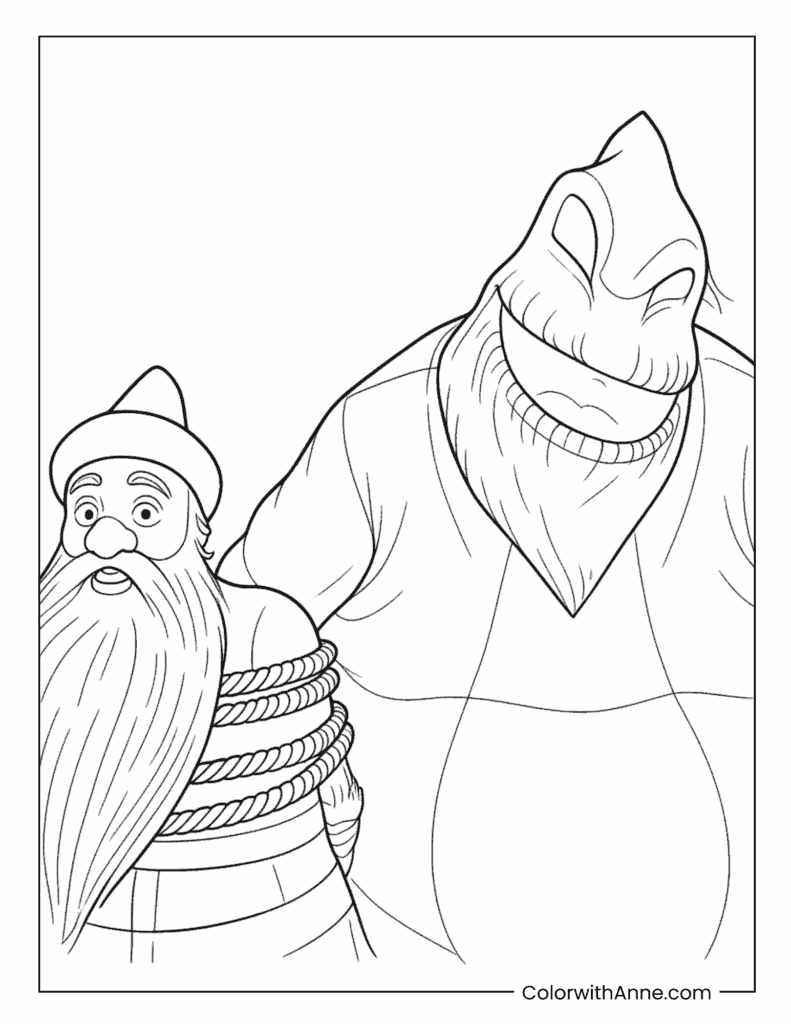 Oogie Boogie Capturing Santa Claus Coloring Page