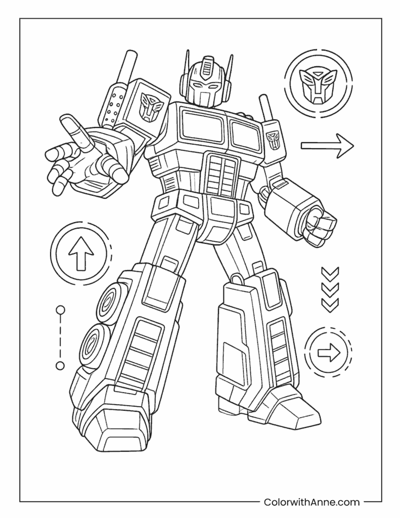 Optimus Prime Action Pose Coloring Page