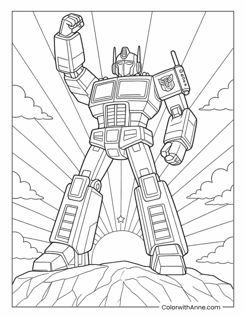 Optimus Prime Hero Sunrise Coloring Page