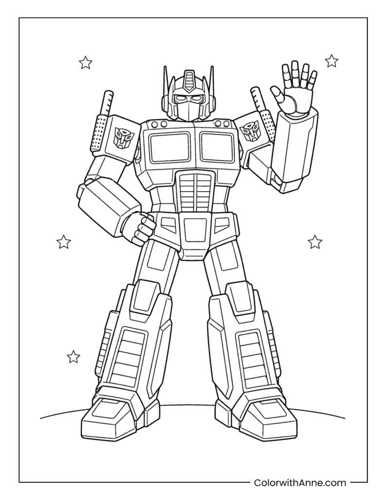 Optimus Prime Waving Coloring Page