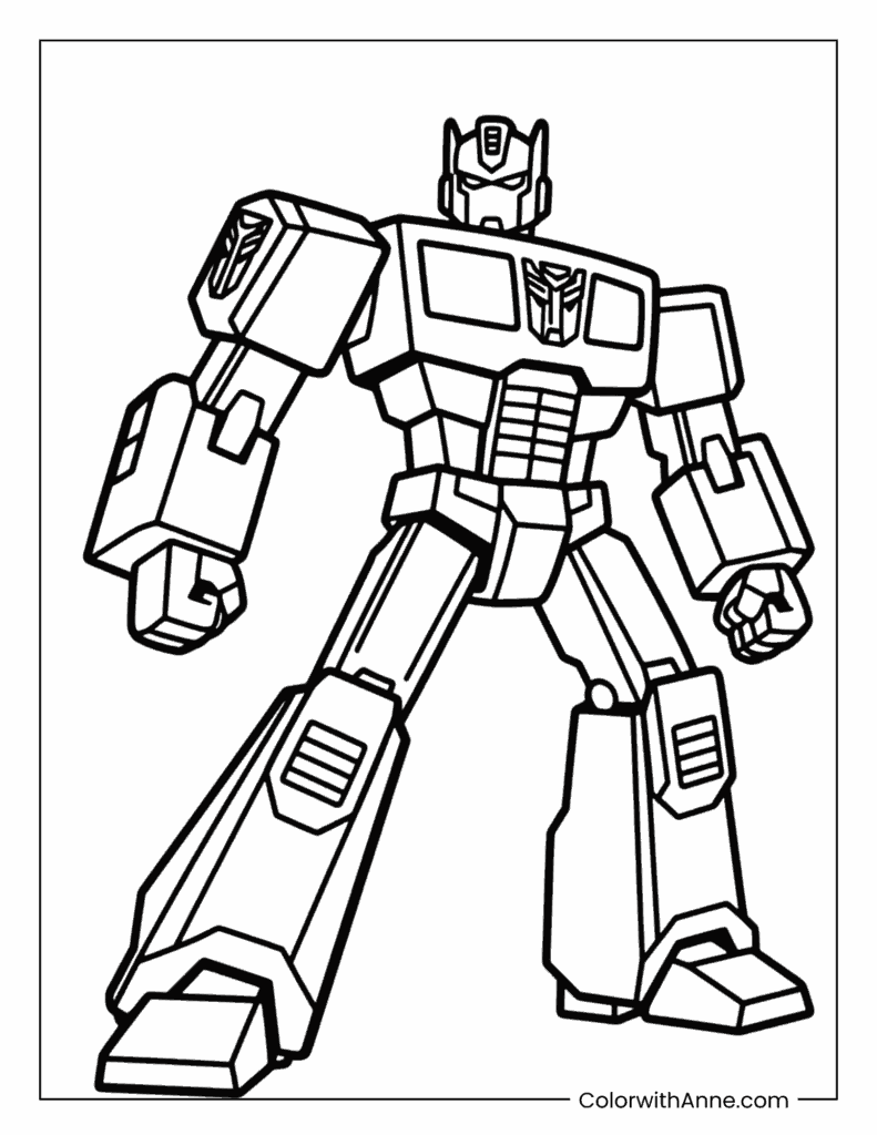 Optimus Prime's Powerful Pose Coloring Page