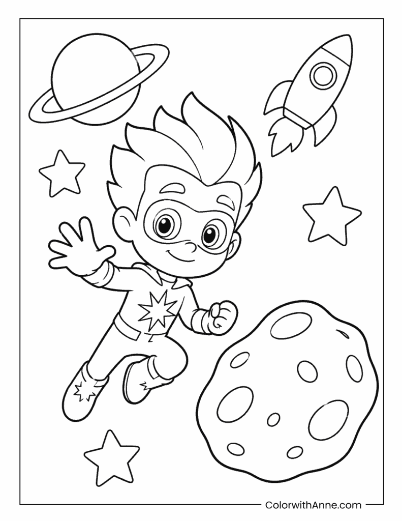PJ Masks Character Space Adventure Coloring Page