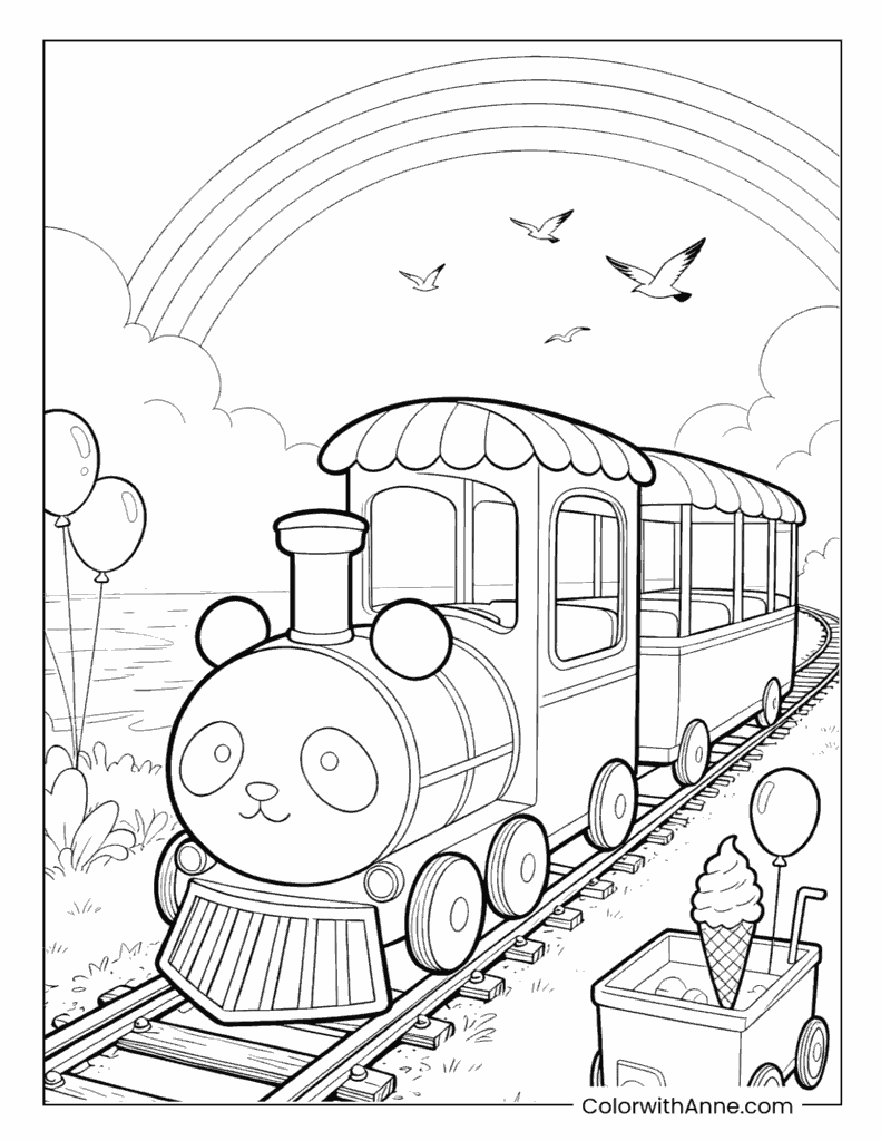 Panda Express Train Coloring Page