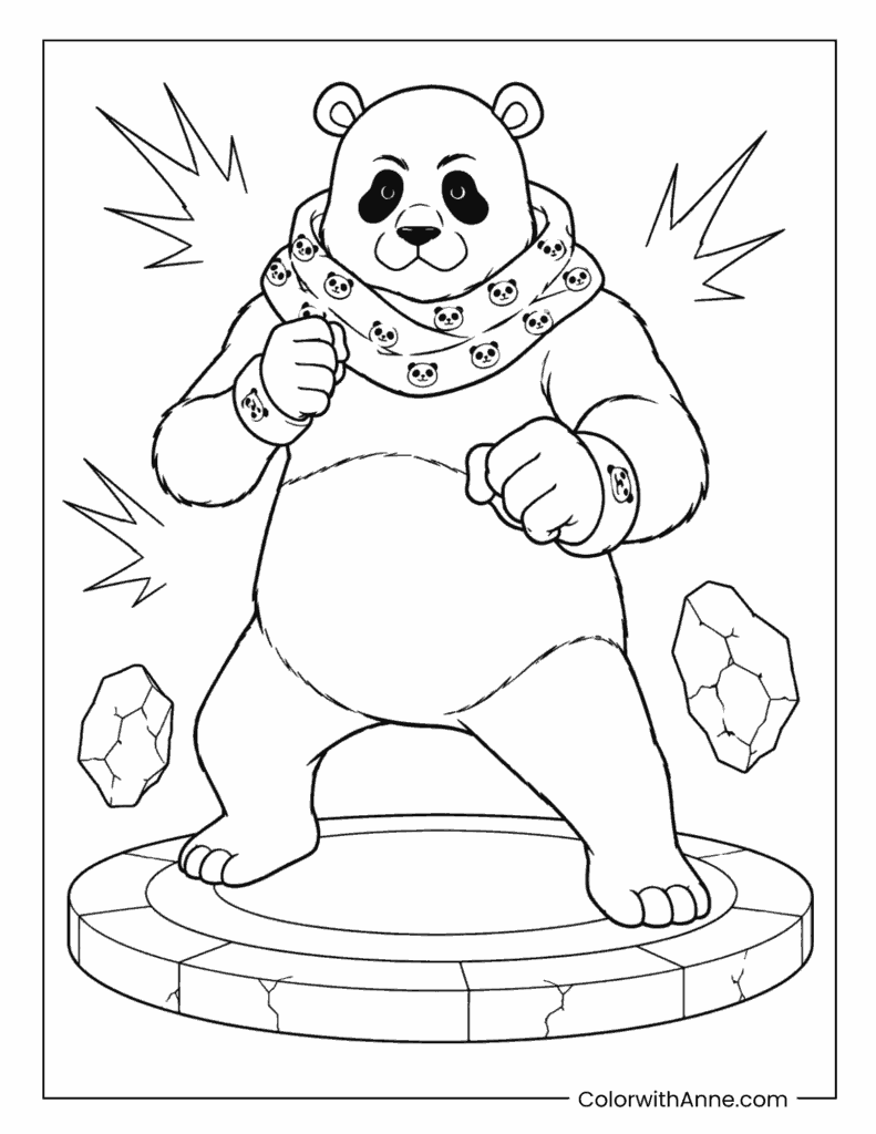 Panda Fighting Pose Coloring Page