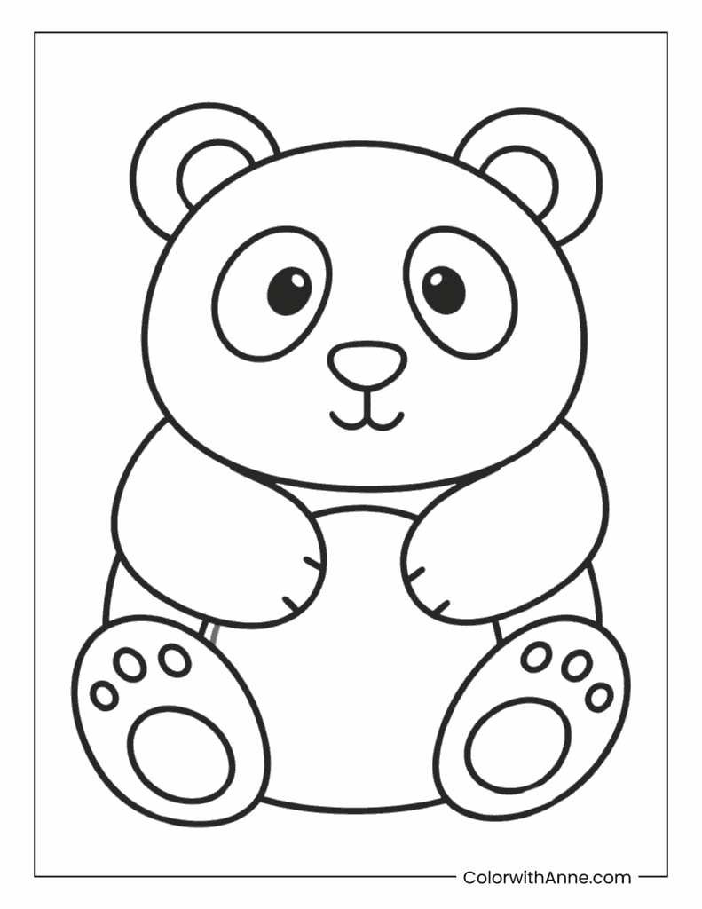 Panda Sitting on the Ground Coloring Page